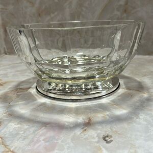 Vintage fine glass salad bowl with sliver plated base.
